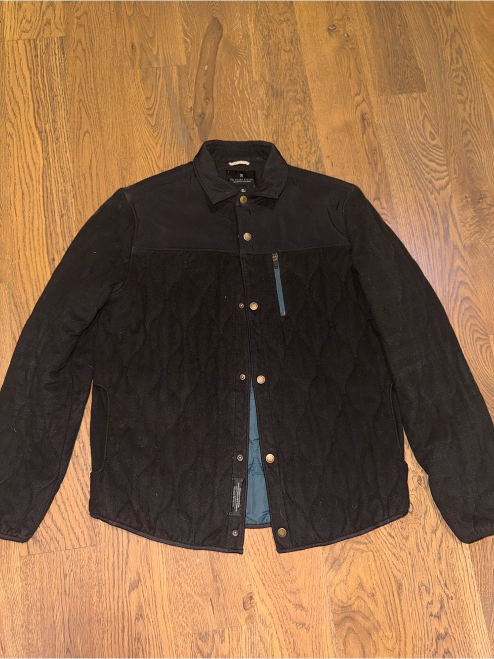 Men’s M - The Roark Revival Quilted Black Bomber Jacket with Snap Front